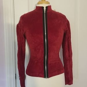 Tripp NYC Red Velvet Zipper Top M